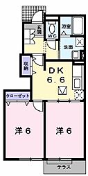 セレッソ7エスタシオンB 2DKの間取図画像