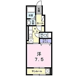 メゾン・ドゥ・ゼン 1Kの間取図画像