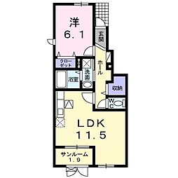 ワン・グローリー-N 1LDKの間取図画像
