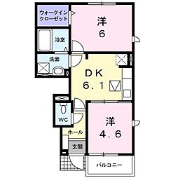 オーブセイバリー 2DKの間取図画像