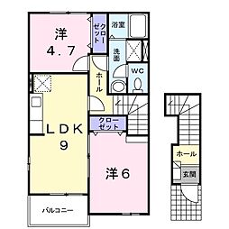 ハーヴェストA 2LDKの間取図画像