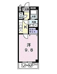 ウエストメゾン大宮 1Kの間取図画像