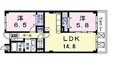 アヴェニュー東松ケ丘 2LDKの間取図画像
