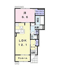 プリムローズ5 1LDKの間取図画像