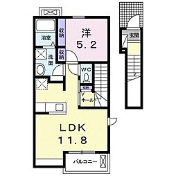 エレガンテカーサ 1LDKの間取図画像