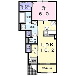 アロームクロレ2 1LDKの間取図画像