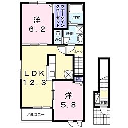 プラウド22日出山 2LDKの間取図画像