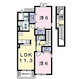 メゾン・ドゥ・ソレイユ1 2LDKの間取図画像