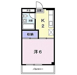 光ハイツ杉本 1Kの間取図画像