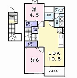 ウリイシパレス 2LDKの間取図画像