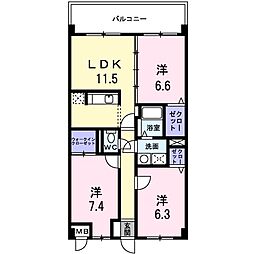 オーブ木太 3LDKの間取図画像