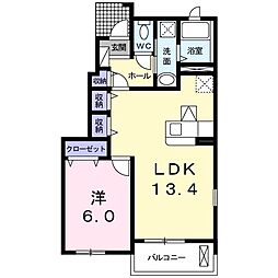 パールA 1LDKの間取図画像