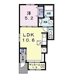 カーサクオーレ1 1LDKの間取図画像