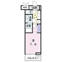 エスポアメゾン 1Kの間取図画像