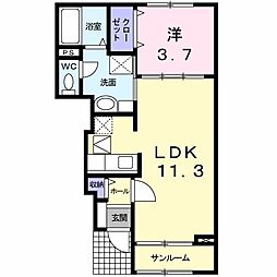 グランデール 1LDKの間取図画像