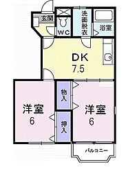 グランパルクB 2DKの間取図画像