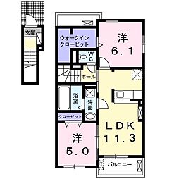 ユアアドディル 2LDKの間取図画像