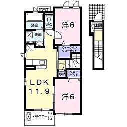 アンジュベル1 2LDKの間取図画像