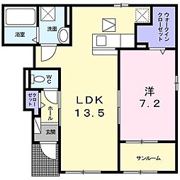メゾンクォーレ 1LDKの間取図画像