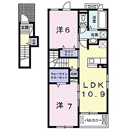 メルヴェイユ　I 2階2LDKの間取り