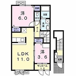 ボイジャー 2階2LDKの間取り