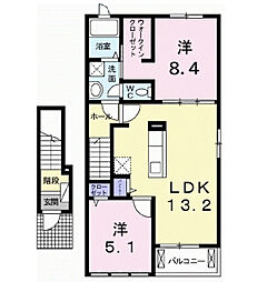 サンロード大岡B 2LDKの間取図画像