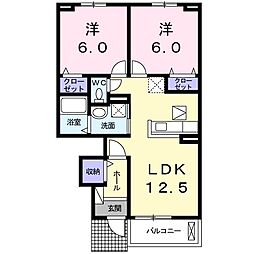 サンヒルズ 2LDKの間取図画像