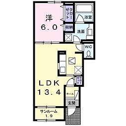 ヴィラアストガル2 1LDKの間取図画像
