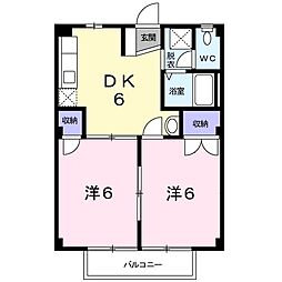 ランデックスＫ 1階2DKの間取り