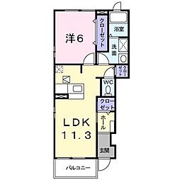 トゥー・ル・モンド一番館 1LDKの間取図画像