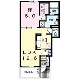 ヴィラ和 1LDKの間取図画像
