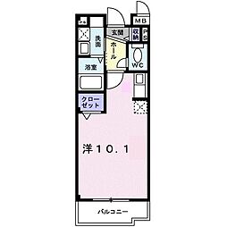 アンジュ ワンルームの間取図画像