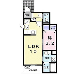 ハピネスリバー 1LDKの間取図画像