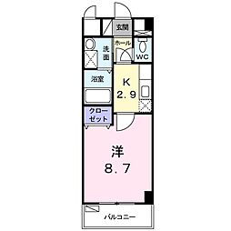 ヴォーリバージュ境川 1Kの間取図画像