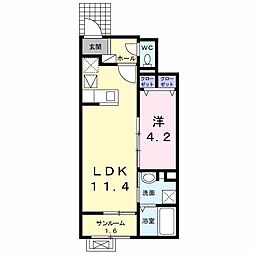 シエルエトワレC 1LDKの間取図画像