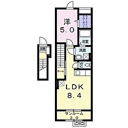コンフォール 2階1LDKの間取り
