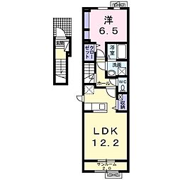 グリーンパークＢ 2階1LDKの間取り