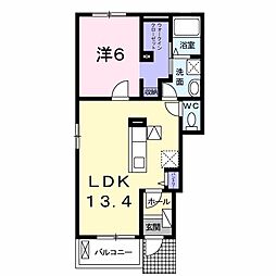 メリディアンベル稲葉 1LDKの間取図画像