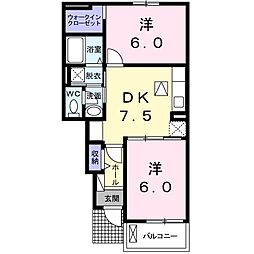 コッティ輝 2DKの間取図画像