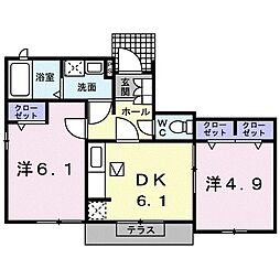 ヘリテージ赤松坂 2DKの間取図画像