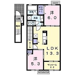 ベルフォレ12.B 2LDKの間取図画像