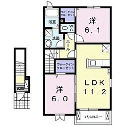 ウェストフィールド 2階2LDKの間取り