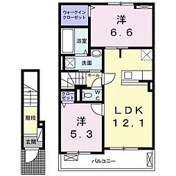 アンジュの家1 2LDKの間取図画像
