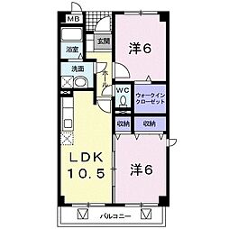 グランシャトー竹谷 2LDKの間取図画像