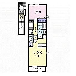 ＺＥＫＯＯ　Ｓ 2階1LDKの間取り