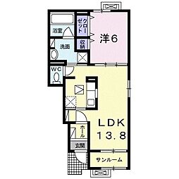 クレスト 1LDKの間取図画像