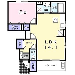 ホーク　メゾンＢ 1階1LDKの間取り