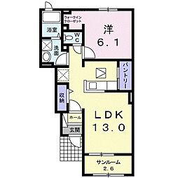 ストロベリーハウスIII 1階1LDKの間取り