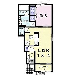 メゾン手崎 1LDKの間取図画像