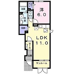 ラフレシ−ル　Ａ 1階1LDKの間取り